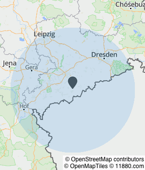 Kartendarstellung des Servicegebiets von Wohnungsbörse Erzgebirge GmbH