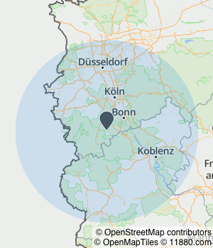 Kartendarstellung des Servicegebiets von Walter Schiffer Versicherungen