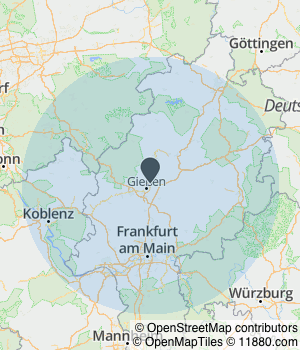 Kartendarstellung des Servicegebiets von Die Anpacker GmbH