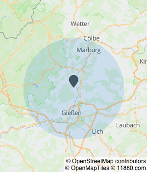 Kartendarstellung des Servicegebiets von Vier-Pfoten-Studio 