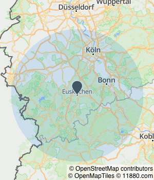 Kartendarstellung des Servicegebiets von WWK Versicherungen Stephan Hoch Vorsorge- & Vermögenscenter