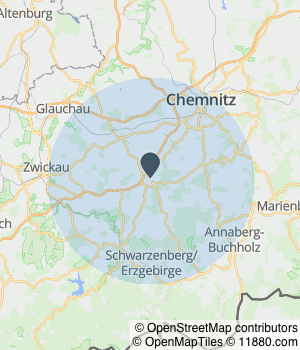 Kartendarstellung des Servicegebiets von Eisenwaren u. Bastlerwelt - Inh. Mario Richter