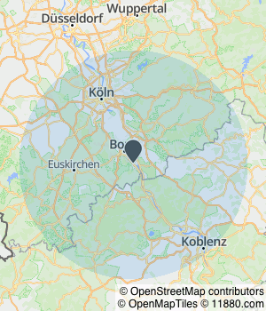 Kartendarstellung des Servicegebiets von Rechtsanwältin Beatrice Nickl