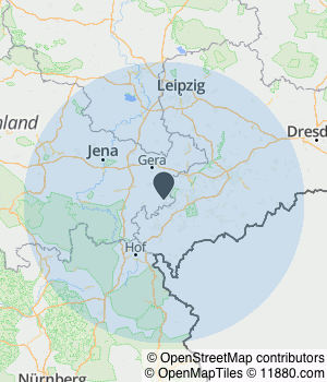 Kartendarstellung des Servicegebiets von Lose & Fischer Steuerberatungsgesellschaft mbH