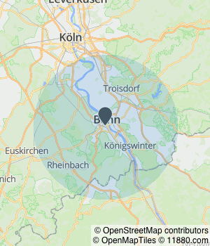 Kartendarstellung des Servicegebiets von Dr. Lang Steuerberatungsgesellschaft mbH
