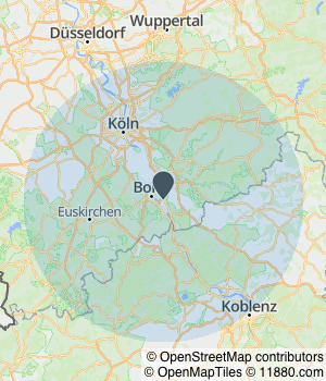 Kartendarstellung des Servicegebiets von ABC Immobilien bonn e.K.