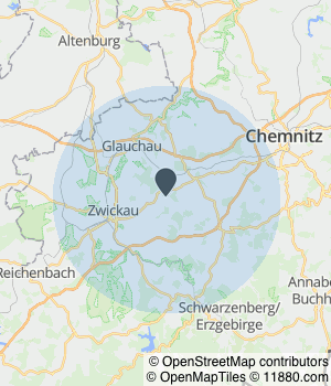 Kartendarstellung des Servicegebiets von DaB Bedachungs GmbH
