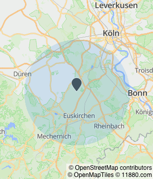 Kartendarstellung des Servicegebiets von Erftstädter Heinzelmännchen