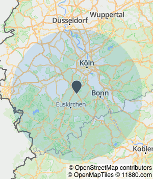 Kartendarstellung des Servicegebiets von Bensberg & Schmitz GmbH Co. KG