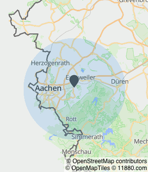 Kartendarstellung des Servicegebiets von Umzuege Max GmbH