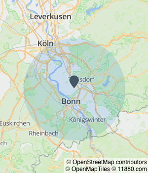 Kartendarstellung des Servicegebiets von Lindlahr Bad und Energietechnik GmbH