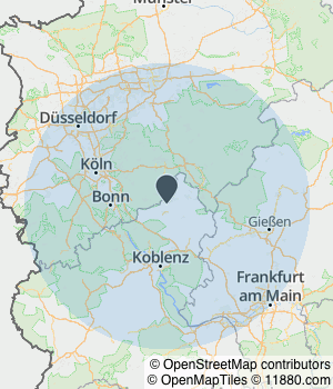 Kartendarstellung des Servicegebiets von Beerdigungsinstitut Brandenburger