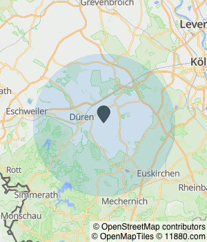 Kartendarstellung des Servicegebiets von Buss & Zeiser Bau- & GALA-Dienstleistungen GbR