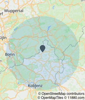 Kartendarstellung des Servicegebiets von Praxis für Ergotherapie Horst Reuber