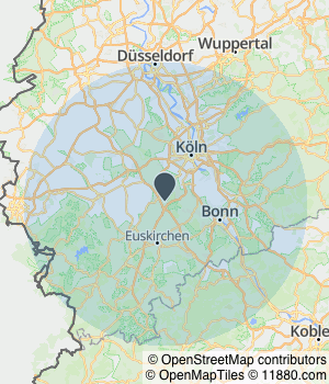 Kartendarstellung des Servicegebiets von Baumkrone René Hannak