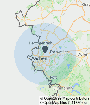 Kartendarstellung des Servicegebiets von HSR Heizung Sanitär Reparaturservice GmbH