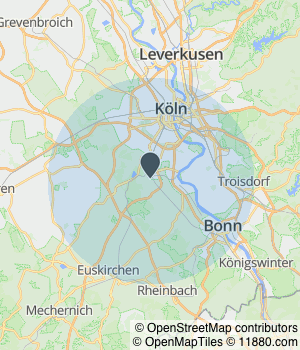 Kartendarstellung des Servicegebiets von Gebrüder Kuhl - Metallbau & Markisen