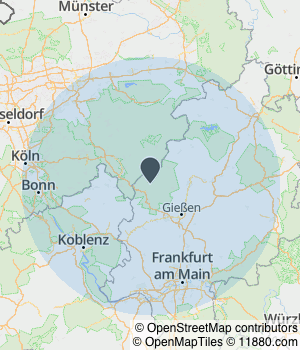 Kartendarstellung des Servicegebiets von Schipor Bau & Renovieren UG