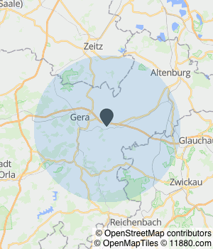 Kartendarstellung des Servicegebiets von KD Rundumservice 360°
