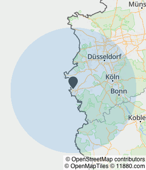 Kartendarstellung des Servicegebiets von Tobolla Naturstein GmbH