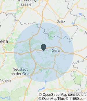 Kartendarstellung des Servicegebiets von Auto Töpfer