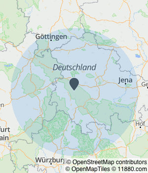 Kartendarstellung des Servicegebiets von KAB Torsysteme GmbH