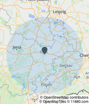 Kartendarstellung des Servicegebiets von Fleischerei Raabe Inh. Jörg Peißker