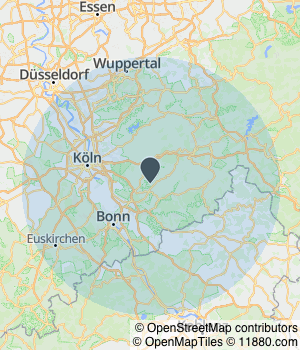Kartendarstellung des Servicegebiets von Bestattungen Klink & Frings