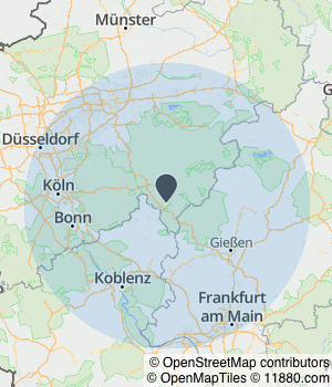 Kartendarstellung des Servicegebiets von Berater - Pastor - Redner