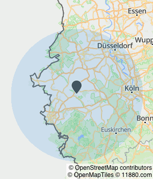 Kartendarstellung des Servicegebiets von Gardinenhaus PRINZ & HANF GmbH