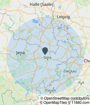 Kartendarstellung des Servicegebiets von KT Kanal Türpe Gerolzhofen GmbH