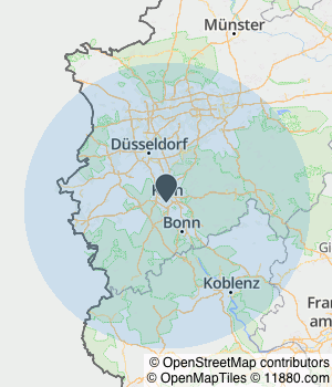 Kartendarstellung des Servicegebiets von Minz Immobilien