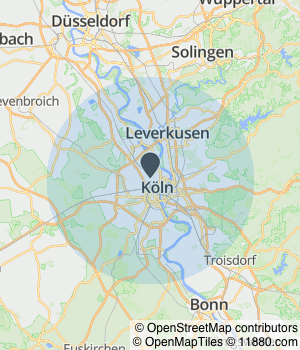 Kartendarstellung des Servicegebiets von Ak Immobilien GmbH