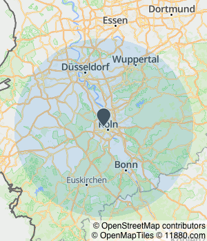Kartendarstellung des Servicegebiets von Daniel Bania Schlüsseldienst