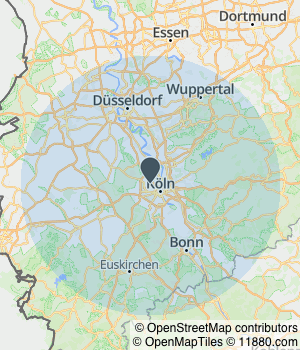 Kartendarstellung des Servicegebiets von Autoglass Express 24