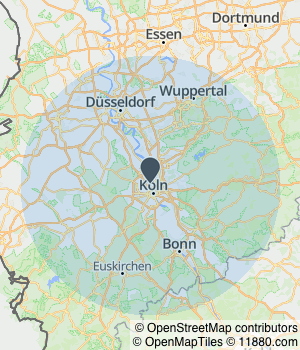 Kartendarstellung des Servicegebiets von Glas und Gebäudereinigung Triller