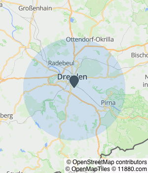 Kartendarstellung des Servicegebiets von Pflegeservice Glaser&Krauß