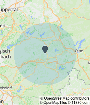 Kartendarstellung des Servicegebiets von Smartdoc Gummersbach
