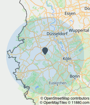 Kartendarstellung des Servicegebiets von Wanavi Natursteinsanierung