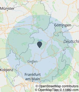 Kartendarstellung des Servicegebiets von Ralf Weinand Möbelaufstellservice