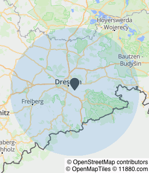 Kartendarstellung des Servicegebiets von Frisch & Sauber Reinigungsdienst GmbH