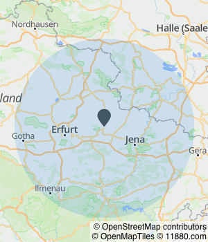 Kartendarstellung des Servicegebiets von Hausservice Reichardt