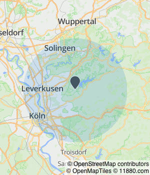 Kartendarstellung des Servicegebiets von Baumpflege Salvatori