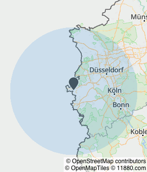 Kartendarstellung des Servicegebiets von CLIMAQON GmbH