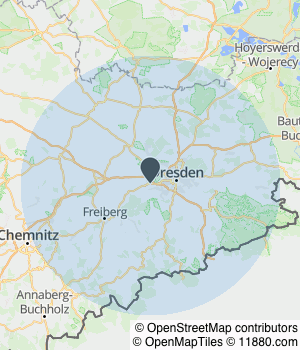 Kartendarstellung des Servicegebiets von Malerbetrieb Seydler