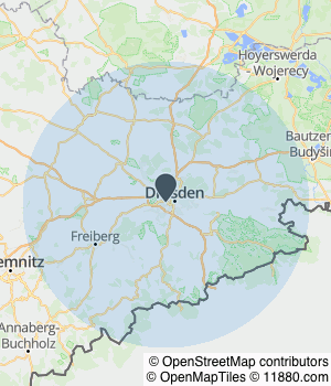 Kartendarstellung des Servicegebiets von EBU Dresden GmbH