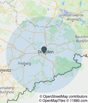 Kartendarstellung des Servicegebiets von KüchenMaus GmbH