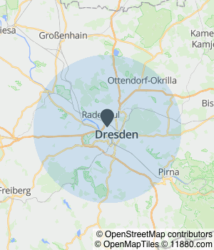 Kartendarstellung des Servicegebiets von PLUS Taxi Dresden