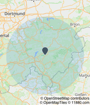 Kartendarstellung des Servicegebiets von Allianz Generalvertretung Jens Eberts