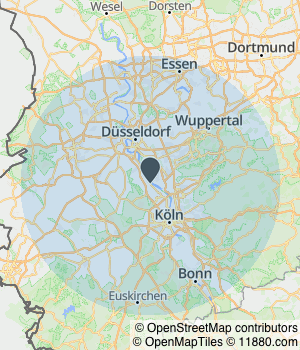 Kartendarstellung des Servicegebiets von Dometic Service Köln- Service und Verkauf